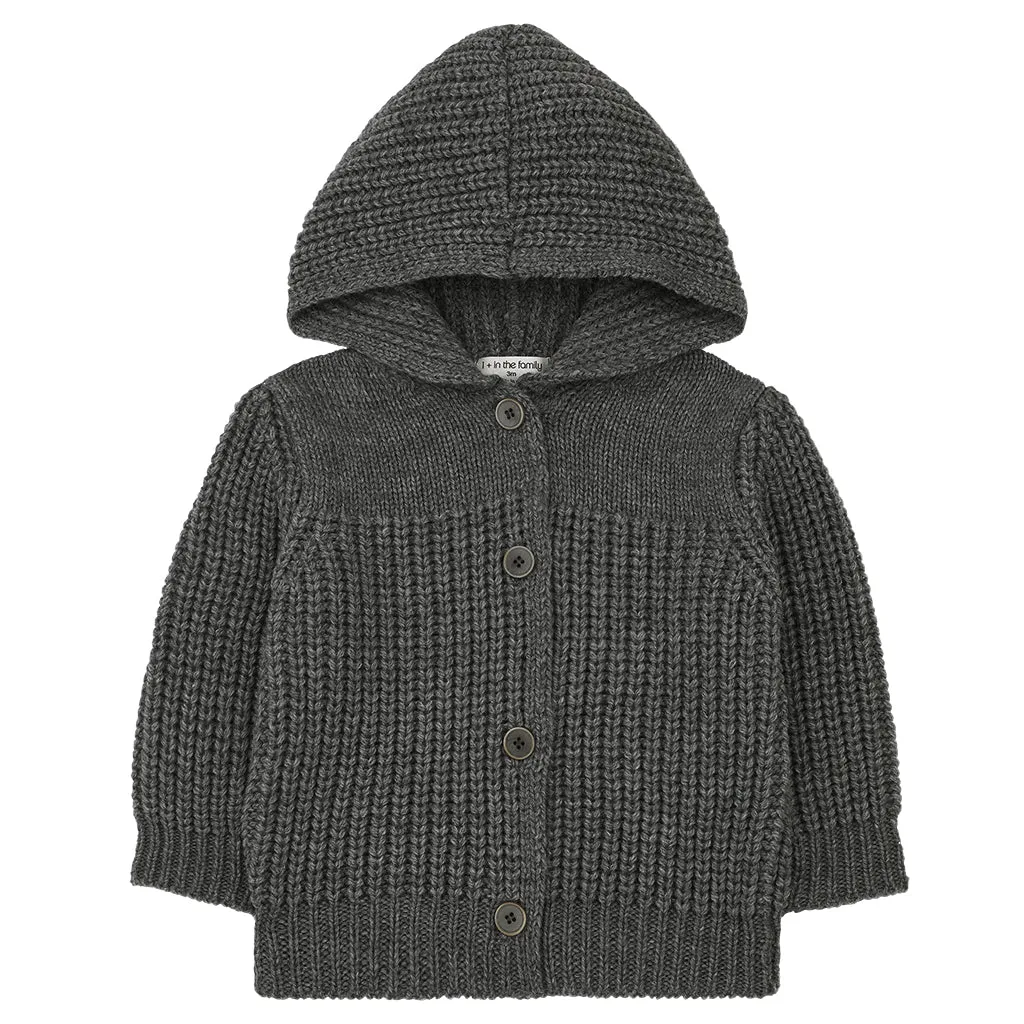 1  In The Family Baby And Child Simo Hooded Cardigan Grey