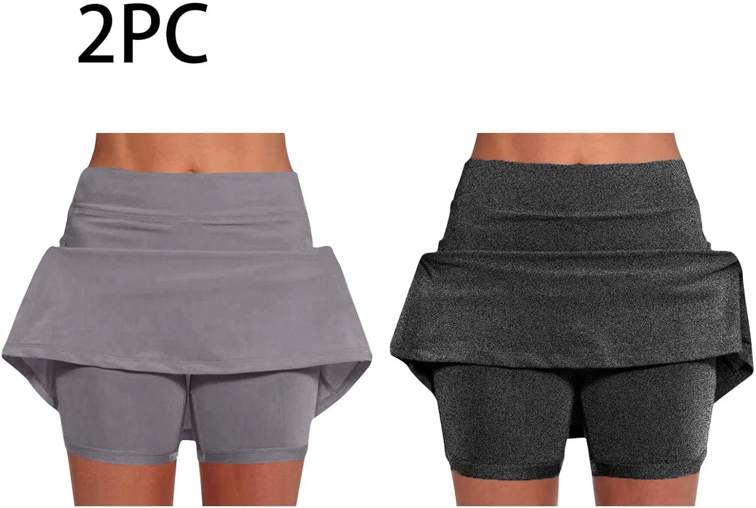 2 Pack Womens Athletic Skirts Basic Running Skorts Lightweight High Waisted Gym Workout Skirt with Built in Shorts