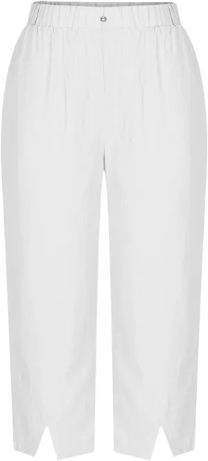 2025 Capri Linen Pants for Women Wide Leg Casual Summer Palazzo Pants High Waisted Beach Trousers with Pockets