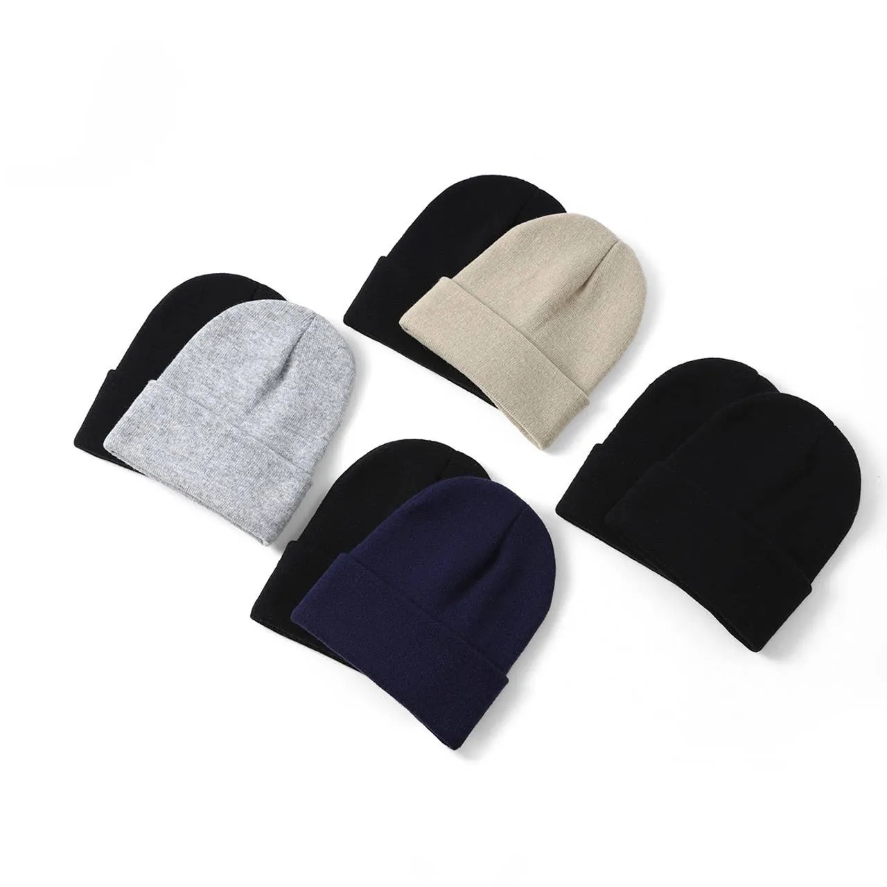 2PC Ski Hat Set- Black/Gray