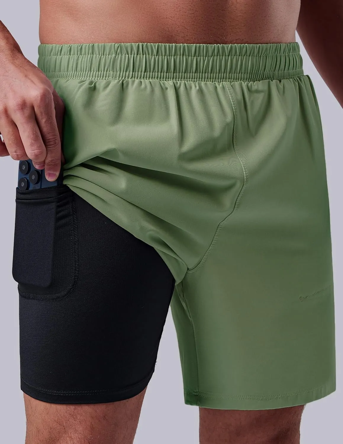 3 Pack: Men's 7" Running Shorts with Compression Liner Pockets, Athletic 2 in 1 Shorts for Workout Gym Quick Dry