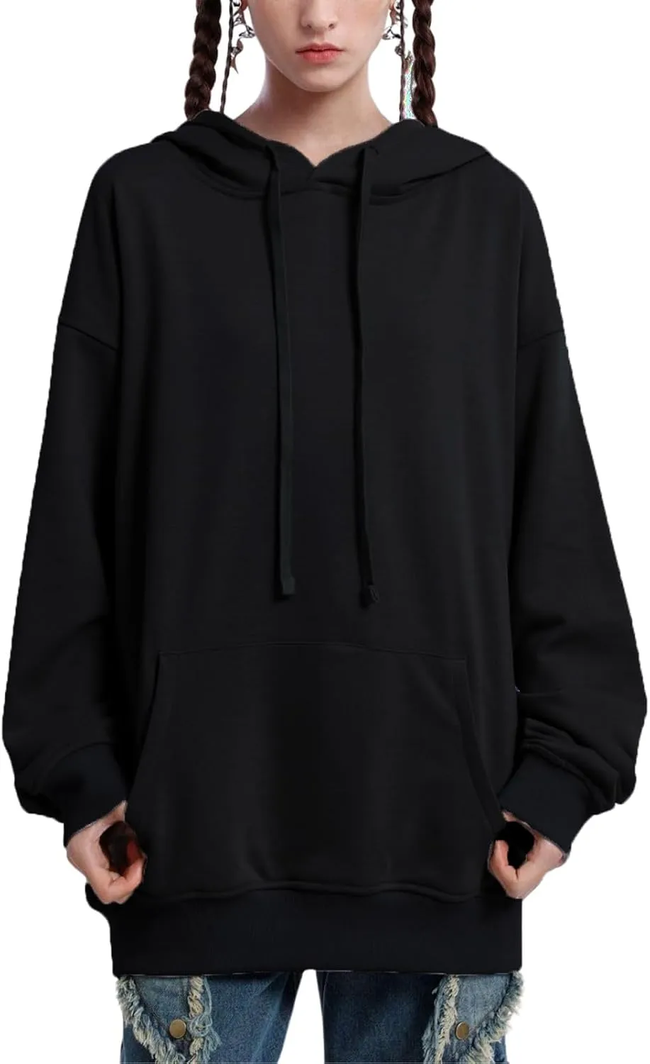 Aelfric Eden Embroidery Hoodies Oversized Y2k Hooded Sweatshirts Unisex Solid Color Hoodie Streetwear Pullover Tops