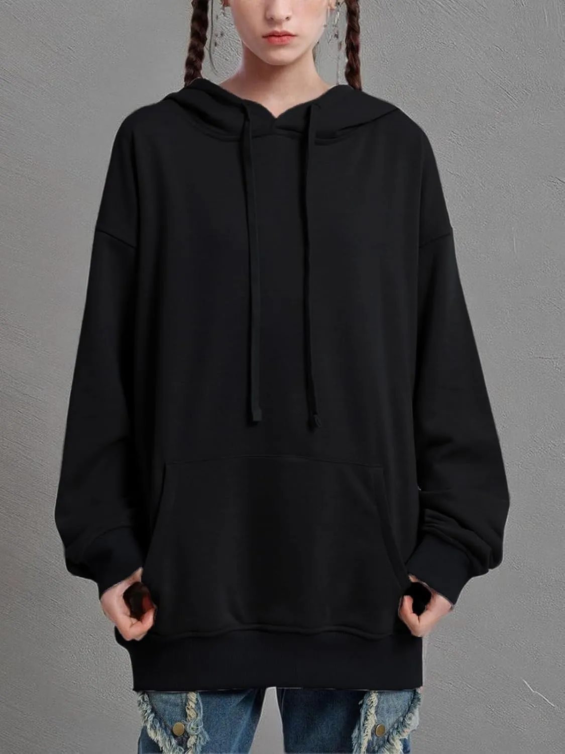 Aelfric Eden Embroidery Hoodies Oversized Y2k Hooded Sweatshirts Unisex Solid Color Hoodie Streetwear Pullover Tops