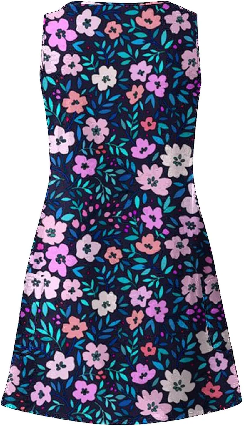 aihihe Summer Dresses for Women 2024 Boho Beach Sundress Loose Fit V Neck Sleeveless Midi Dress Flowy Dress with Pockets