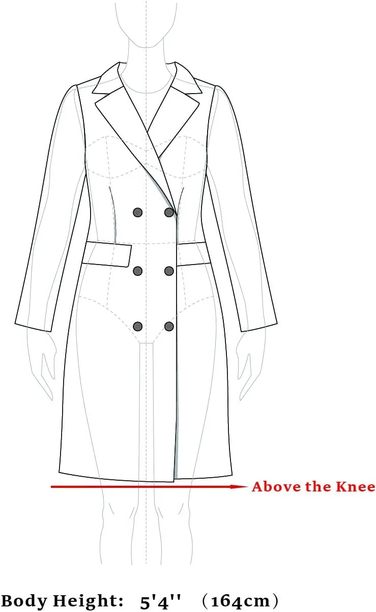 Allegra K Women's Double Breasted Shawl Collar Chevron Belted Long Winter Coat