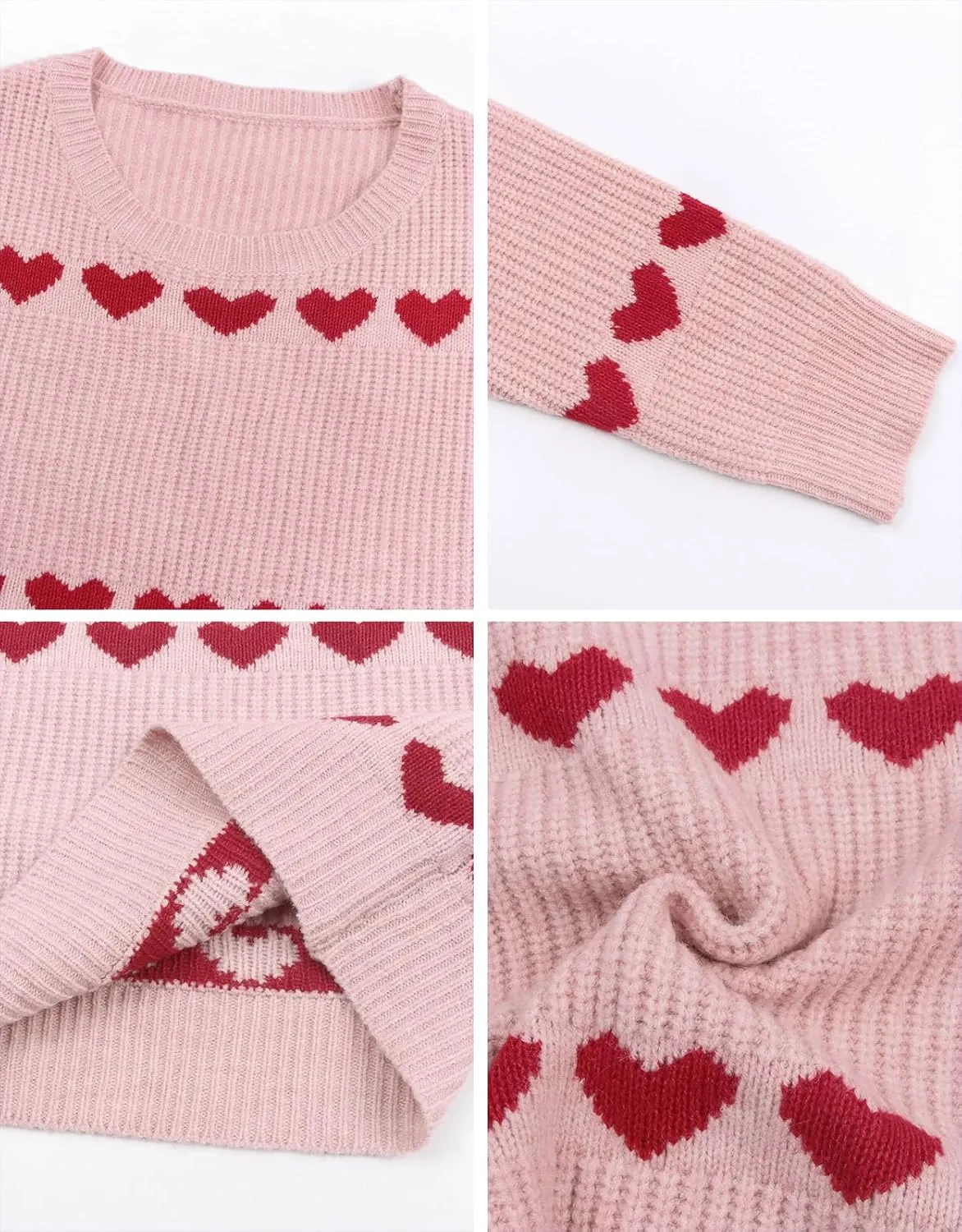 Alsol Lamesa Women's Cute Heart Sweater Pullover Long Sleeve Crewneck Casual Knitted Sweaters