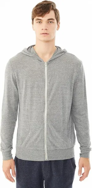 Alternative Men's Hoodie, Eco Zip Up Camo Triblend Jersey Hooded Sweatshirt