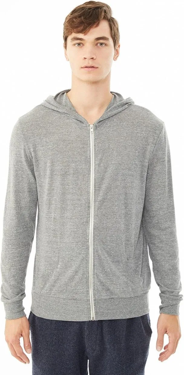 Alternative Men's Hoodie, Eco Zip Up Camo Triblend Jersey Hooded Sweatshirt