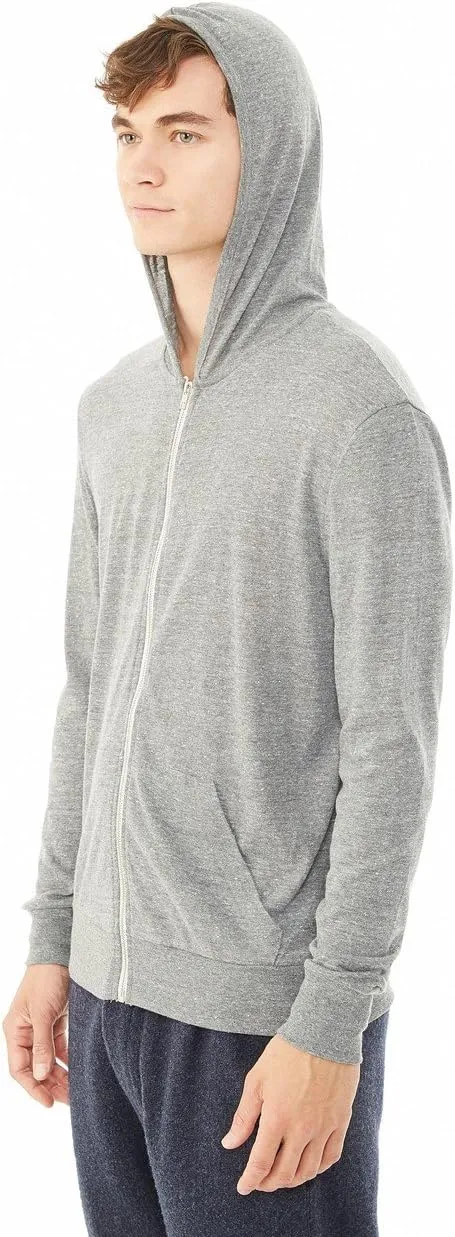 Alternative Men's Hoodie, Eco Zip Up Camo Triblend Jersey Hooded Sweatshirt