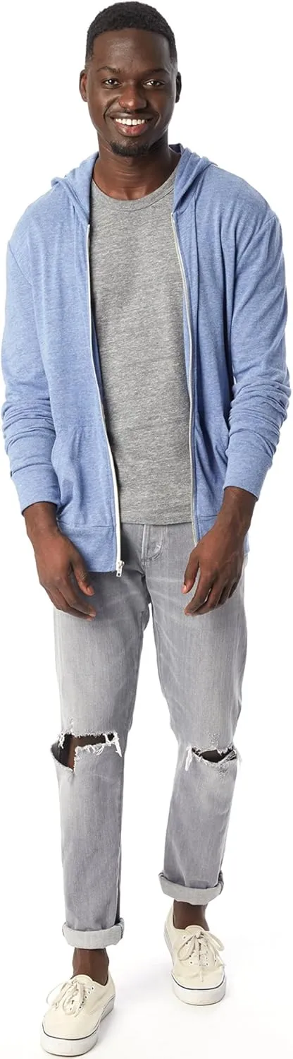 Alternative Men's Hoodie, Eco Zip Up Camo Triblend Jersey Hooded Sweatshirt