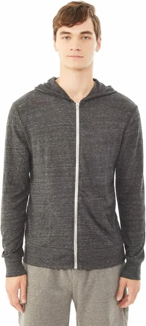Alternative Men's Hoodie, Eco Zip Up Camo Triblend Jersey Hooded Sweatshirt