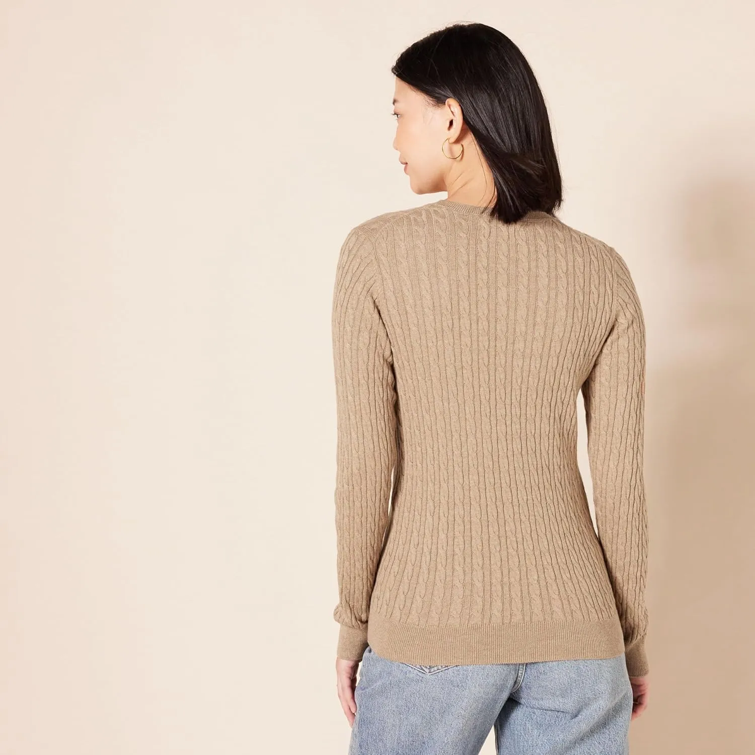 Amazon Essentials Women's Lightweight Long-Sleeve Cable Crewneck Sweater (Available in Plus Size)