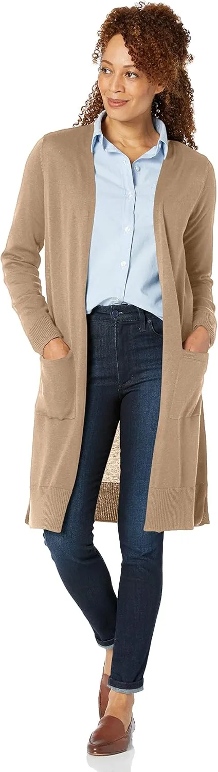 Amazon Essentials Women's Lightweight Longer Length Cardigan Sweater (Available in Plus Size)