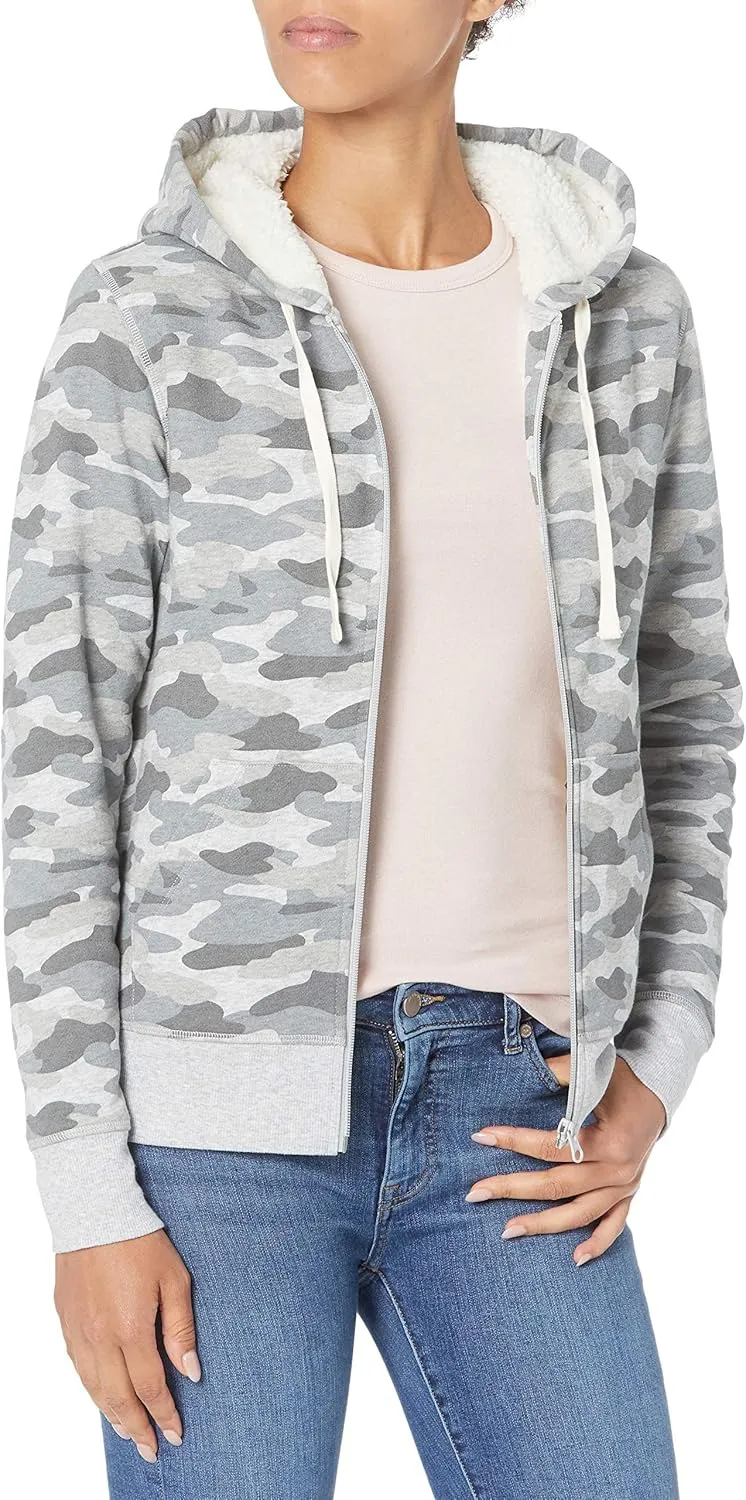 Amazon Essentials Women's Sherpa-Lined Fleece Full-Zip Hooded Jacket (Available in Plus Size)