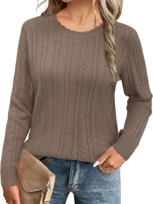 Arach&Cloz Women Sweaters 2025 Spring Ultra-Soft Long Sleeve Business Casual Outfit Crewneck Fashion Top Knit Pullover