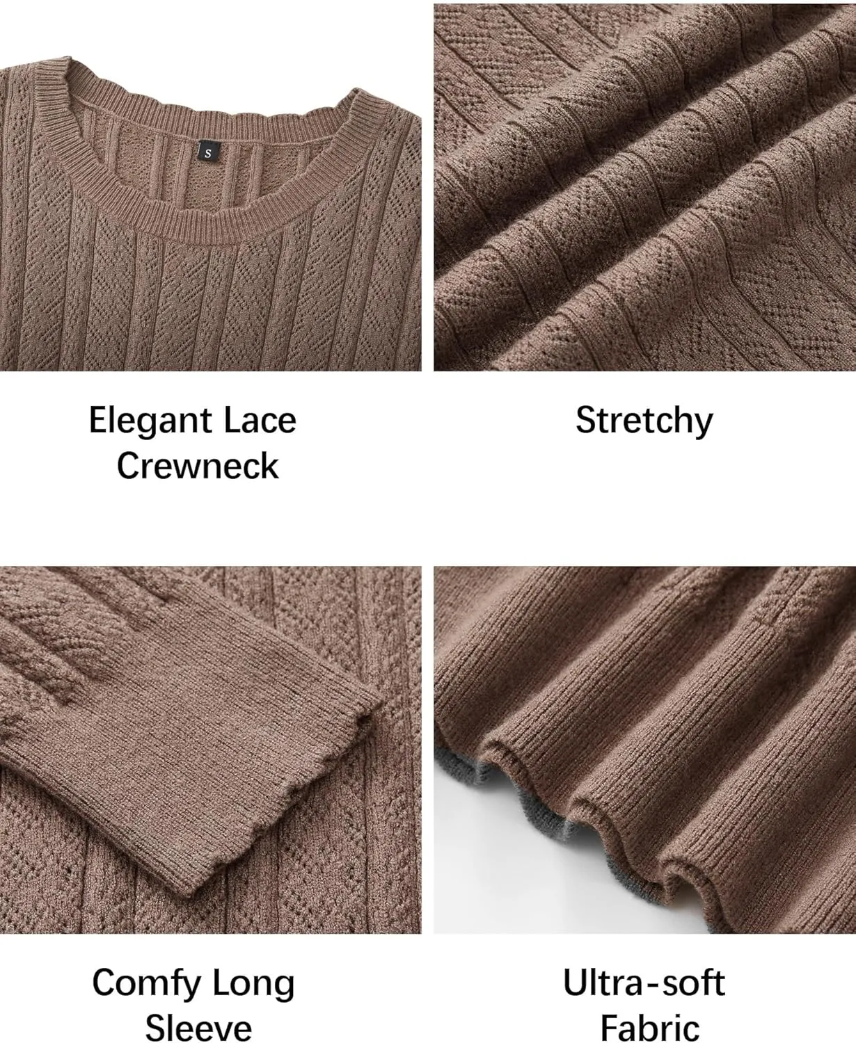 Arach&Cloz Women Sweaters 2025 Spring Ultra-Soft Long Sleeve Business Casual Outfit Crewneck Fashion Top Knit Pullover