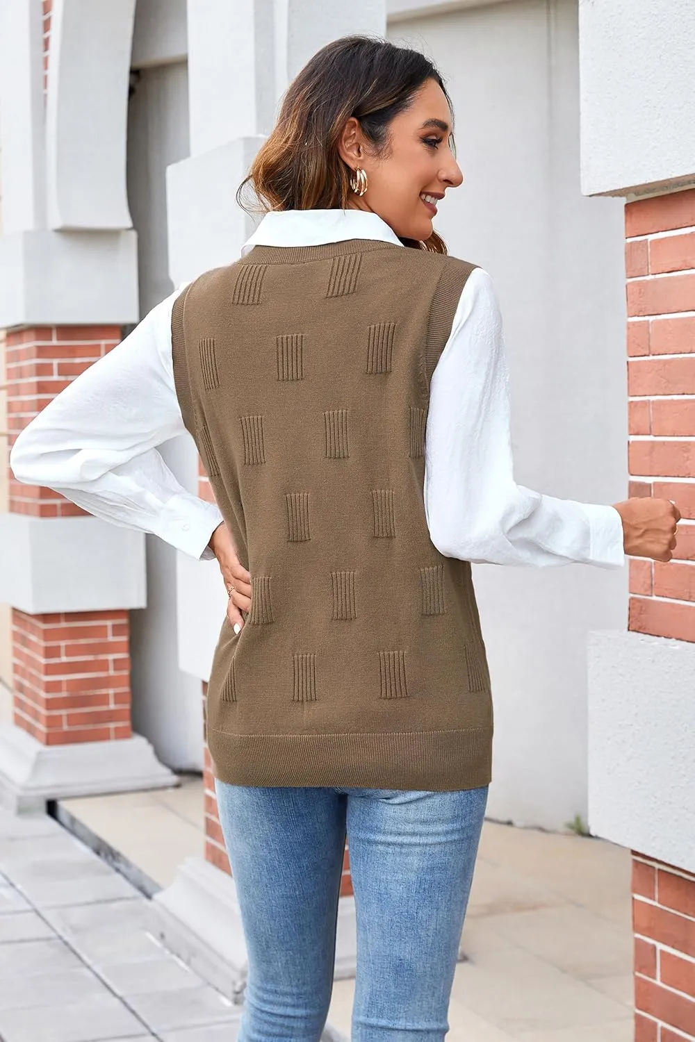 Arach&Cloz Womens Sweater Vest 2025 Fashion Sleeveless V Neck Business Casual Tank Knit Pullover Tops Spring Trendy