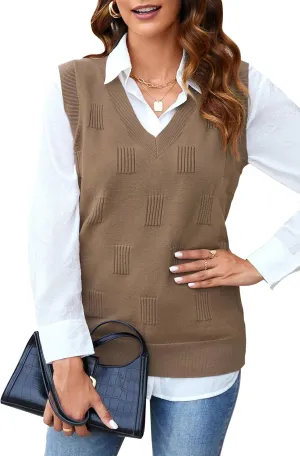 Arach&Cloz Womens Sweater Vest 2025 Fashion Sleeveless V Neck Business Casual Tank Knit Pullover Tops Spring Trendy