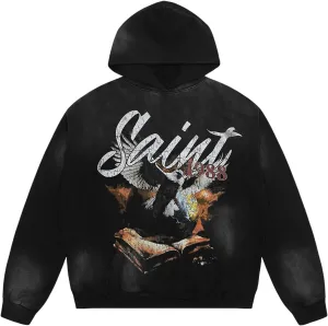 Arnodefrance Men Vintage Washed Graphic Hoodies Printing Graffiti Hoodie Cotton Warm Pullover Coat Outerwear