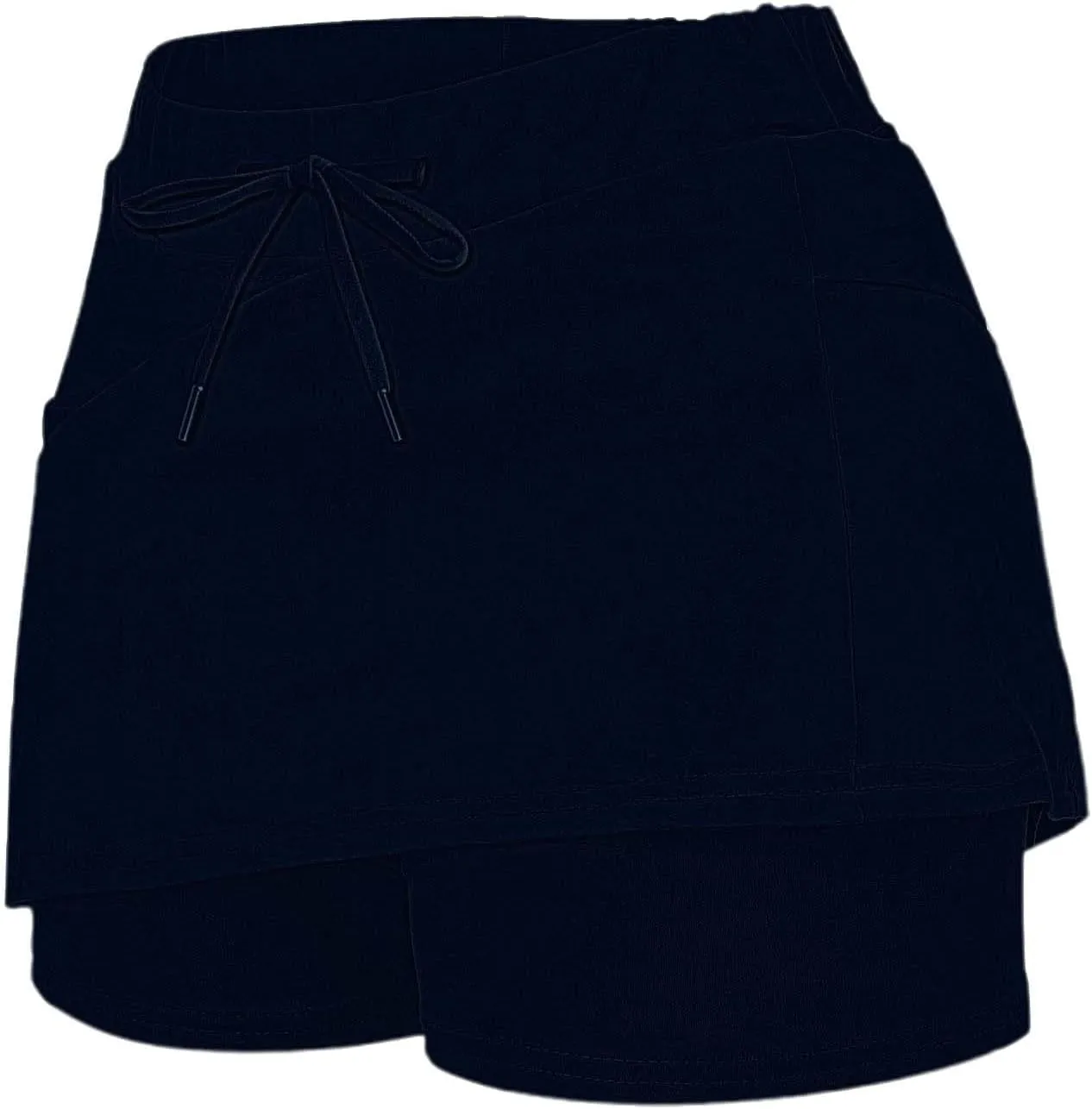 Athletic Skorts for Woman Elastic Hight Waist Drawstring Tennis Golf Skirt with Pockets Solid Color Yoga Shorts