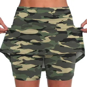 Athletic Skorts for Woman Elastic Tennis Yoga Shorts High Waist Daisy Printed Skirts Tummy Control Skinny Joggers
