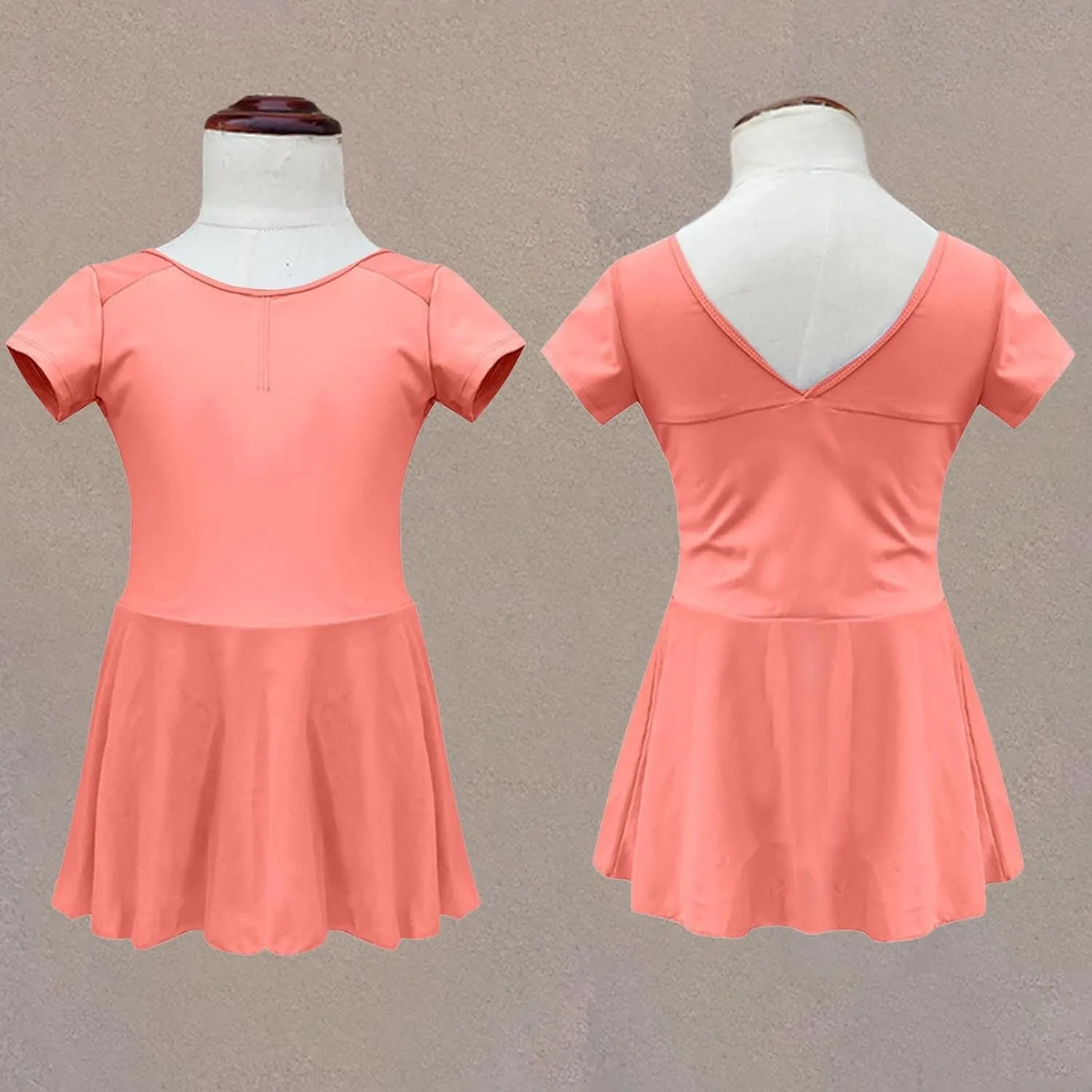 Ballet Dancewear for Girls Short Sleeve V Neck Back Mini Dress A-Line Swing Dresses 2025 Trendy Fashion Outfits