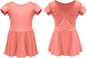 Ballet Dancewear for Girls Short Sleeve V Neck Back Mini Dress A-Line Swing Dresses 2025 Trendy Fashion Outfits