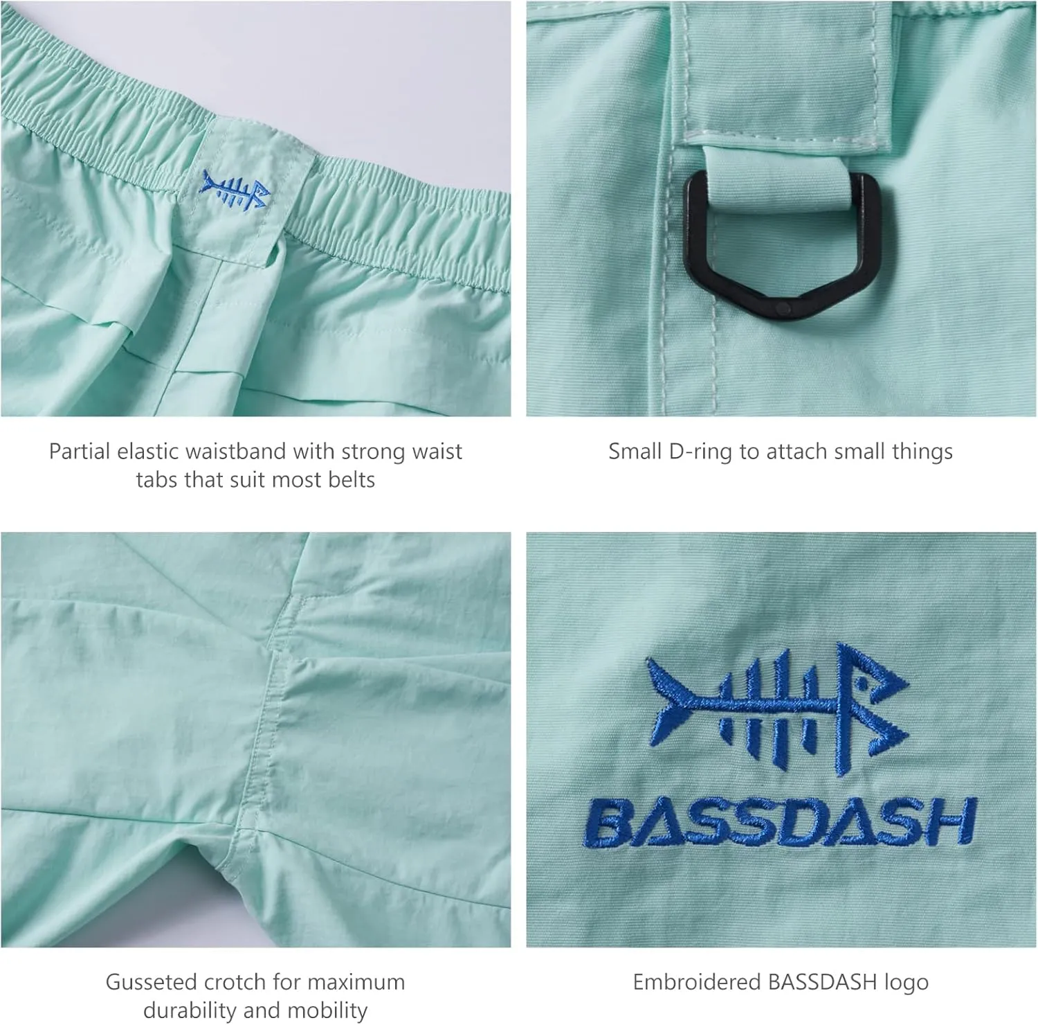 BASSDASH Men's 6" Fishing Shorts UPF 50  Water Resistant Quick Dry Hiking Cargo Shorts with Multi Pocket