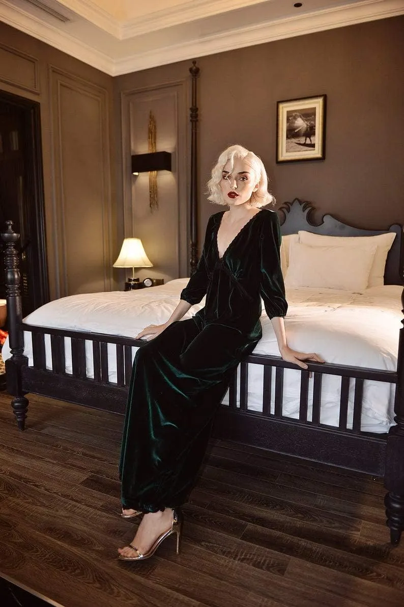 BATHGOWN Women's Velvet Robe Pleated Wrap Tie Waist Elegant Flowy Party Plus Size Midi Dresses