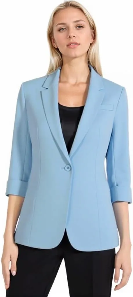 Beninos Womens 3/4 Sleeve Blazers Business Casual Solid Lightweight Suit Jacket Office Blazer