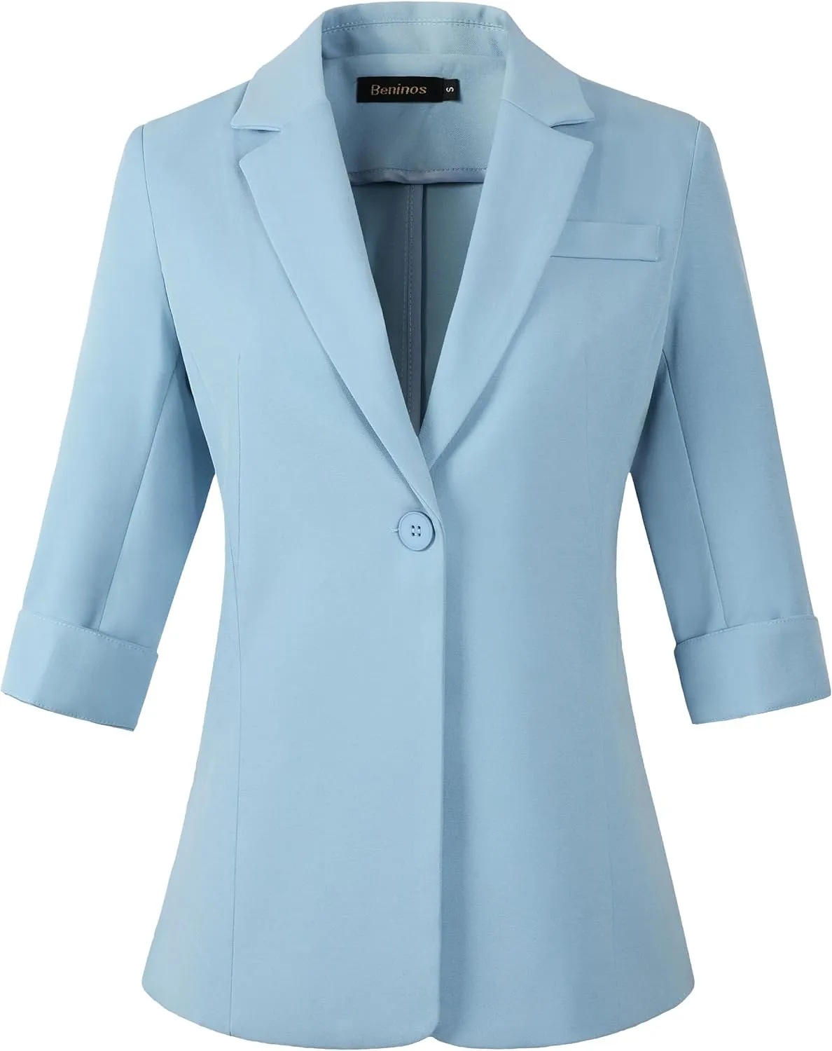 Beninos Womens 3/4 Sleeve Blazers Business Casual Solid Lightweight Suit Jacket Office Blazer