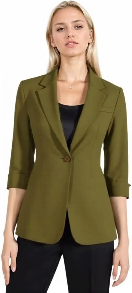 Beninos Womens 3/4 Sleeve Blazers Business Casual Solid Lightweight Suit Jacket Office Blazer