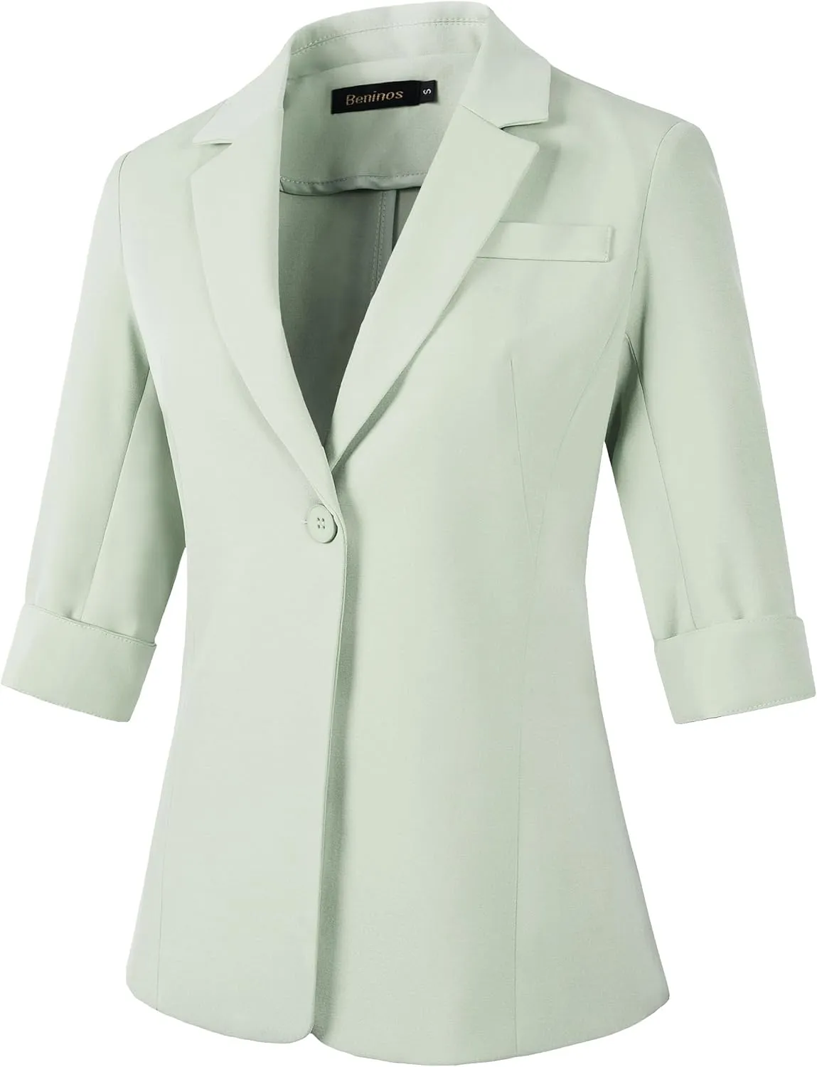 Beninos Womens 3/4 Sleeve Blazers Business Casual Solid Lightweight Suit Jacket Office Blazer
