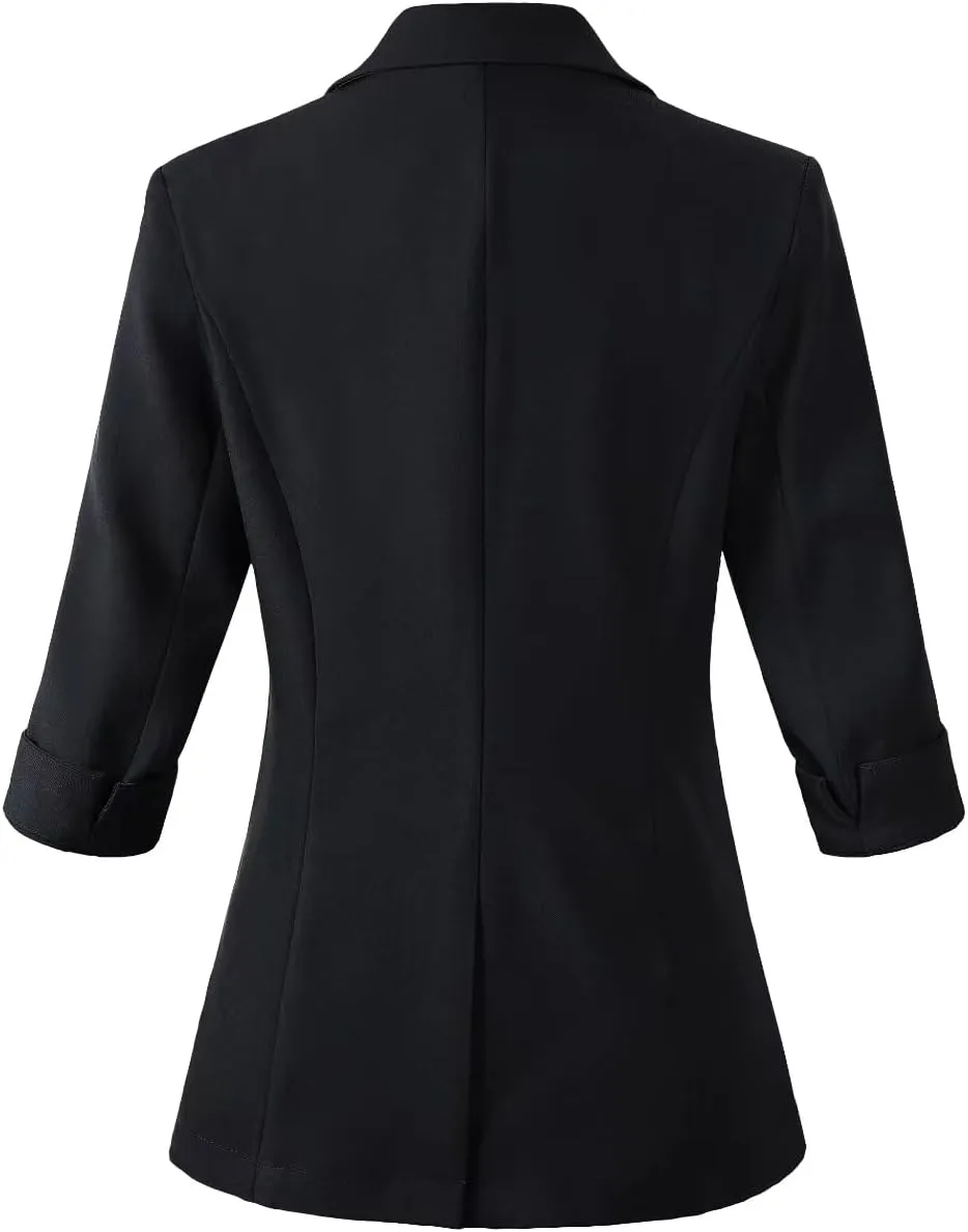 Beninos Womens 3/4 Sleeve Blazers Business Casual Solid Lightweight Suit Jacket Office Blazer