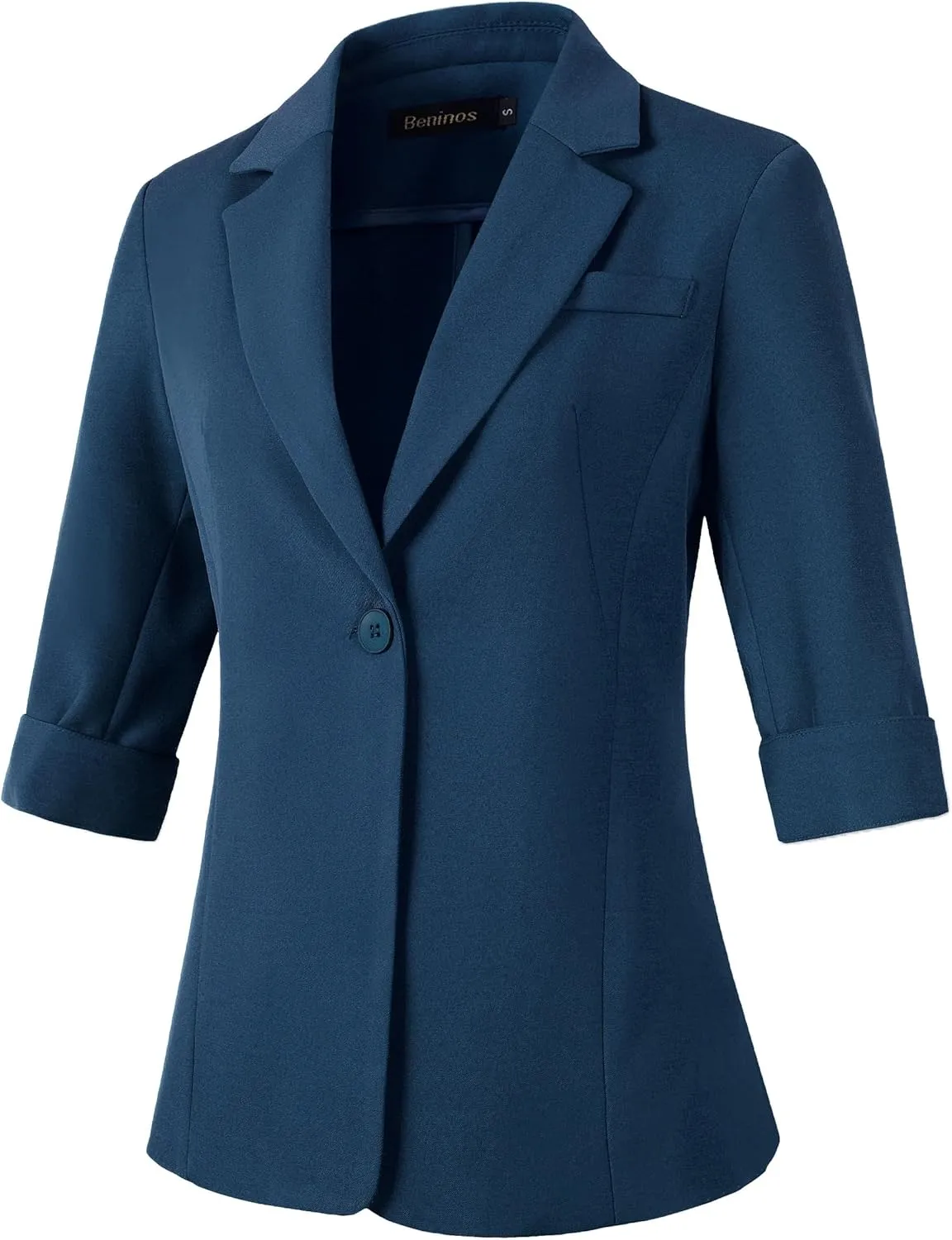Beninos Womens 3/4 Sleeve Blazers Business Casual Solid Lightweight Suit Jacket Office Blazer