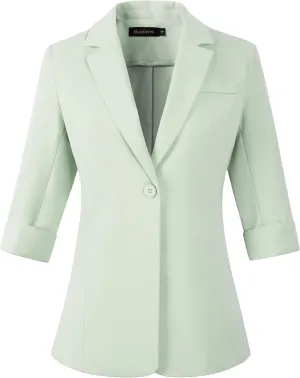 Beninos Womens 3/4 Sleeve Blazers Business Casual Solid Lightweight Suit Jacket Office Blazer
