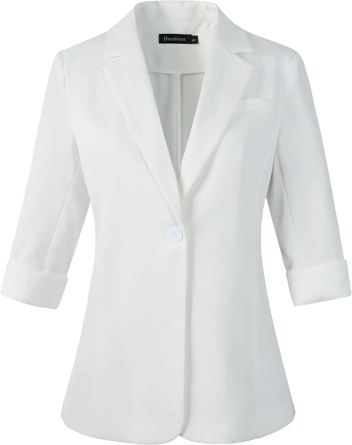 Beninos Womens 3/4 Sleeve Blazers Business Casual Solid Lightweight Suit Jacket Office Blazer