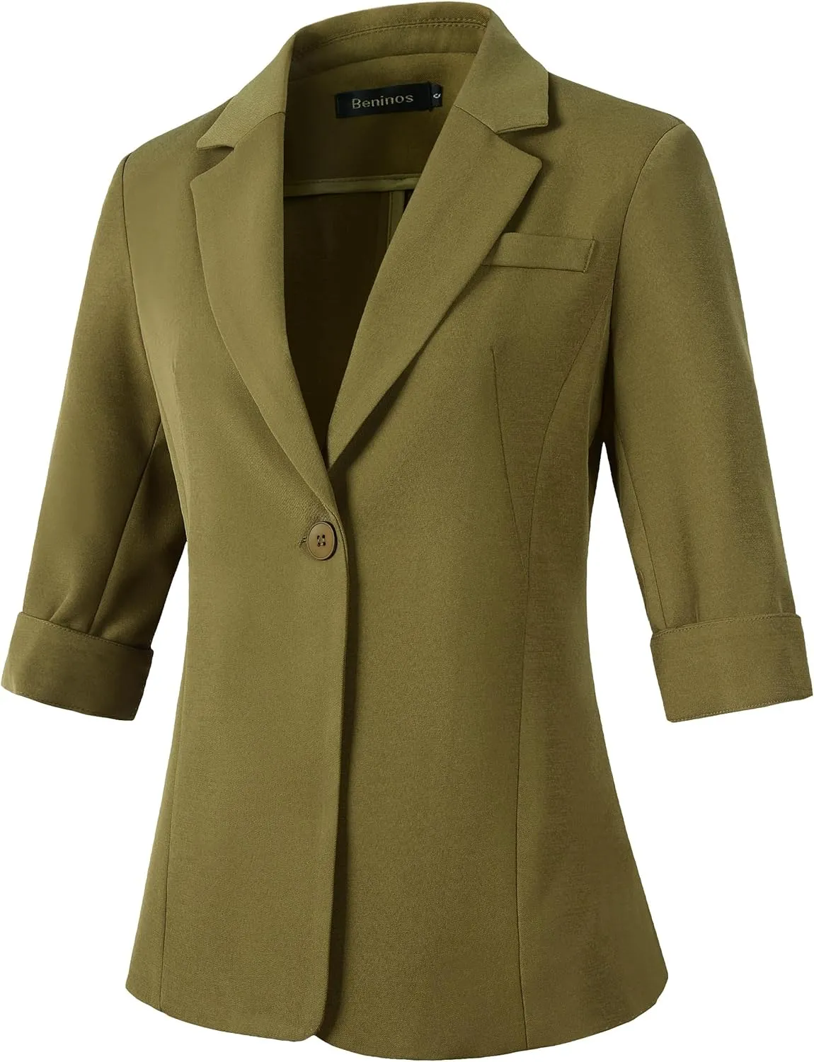 Beninos Womens 3/4 Sleeve Blazers Business Casual Solid Lightweight Suit Jacket Office Blazer