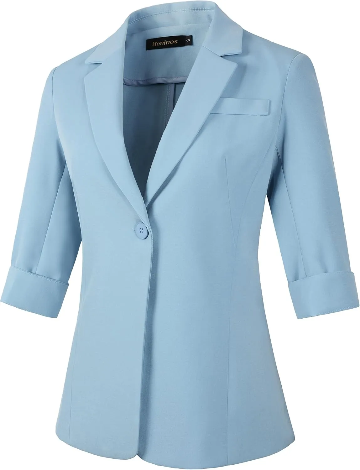 Beninos Womens 3/4 Sleeve Blazers Business Casual Solid Lightweight Suit Jacket Office Blazer