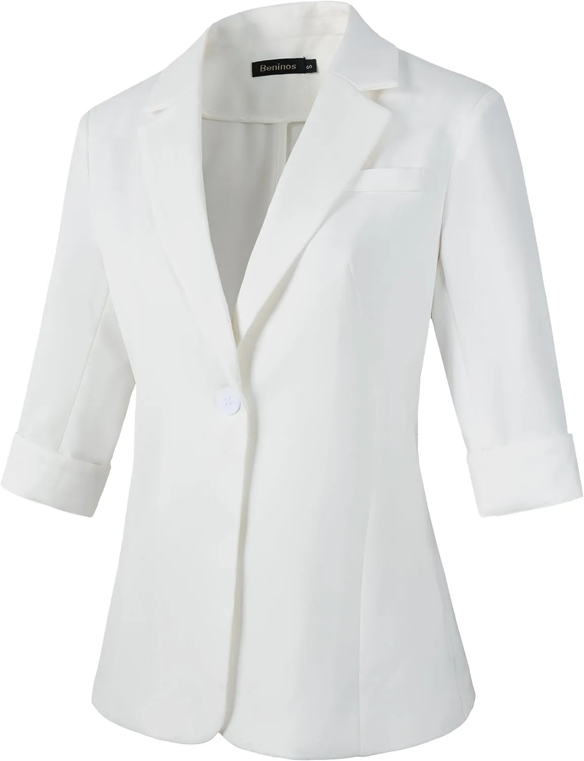 Beninos Womens 3/4 Sleeve Blazers Business Casual Solid Lightweight Suit Jacket Office Blazer