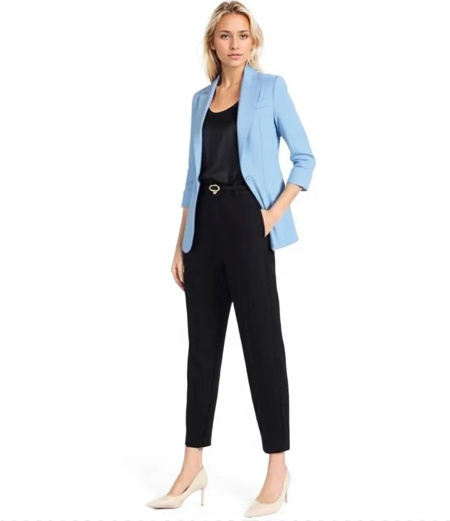 Beninos Womens 3/4 Sleeve Blazers Business Casual Solid Lightweight Suit Jacket Office Blazer