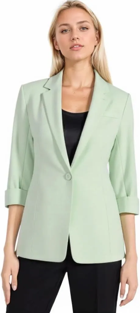 Beninos Womens 3/4 Sleeve Blazers Business Casual Solid Lightweight Suit Jacket Office Blazer