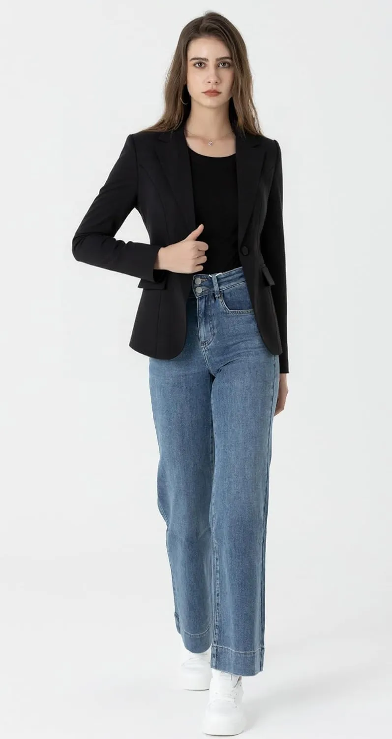 Beninos Womens Business Casual Blazer Office Work Solid Suit Jacket