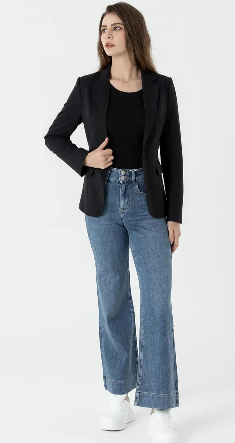 Beninos Womens Business Casual Blazer Office Work Solid Suit Jacket