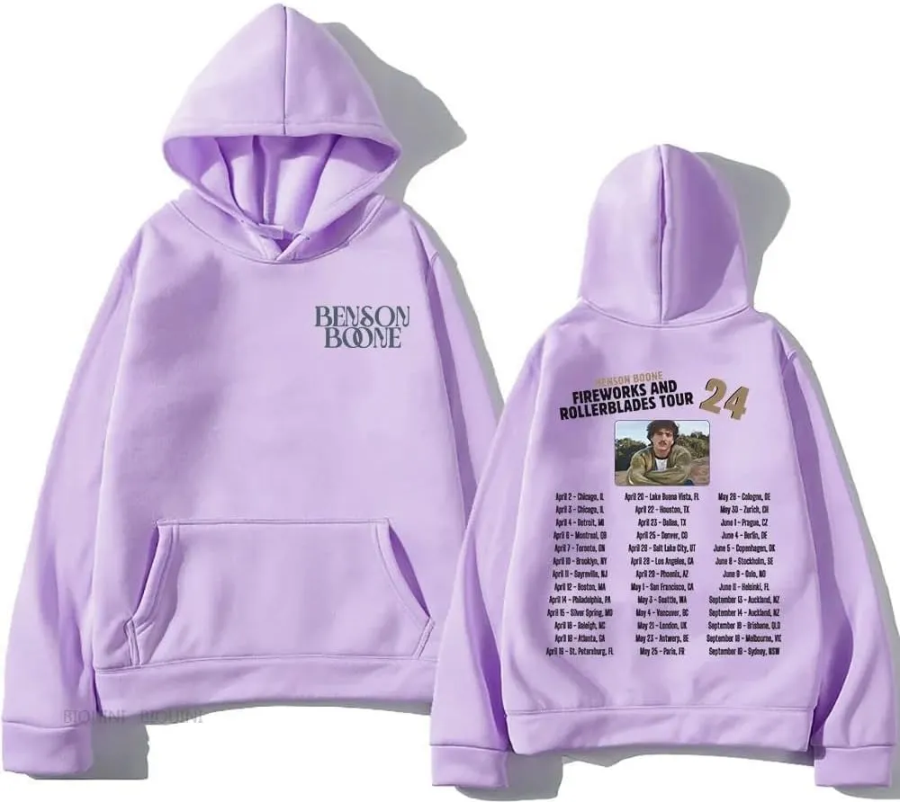 Benson Boone World Tour Hoodies for Women Men Hip Hop Sweatshirt Streetwear for Girls Clothes Clothing Fans Tops