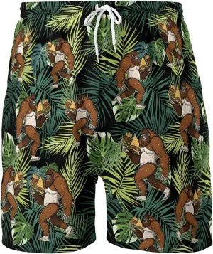 Bigfoot Men's Quick Dry - Sasquatch Hawaiian Shorts for Men - Beach Shorts Swim Trunks Set 14 (TND-LN-14)