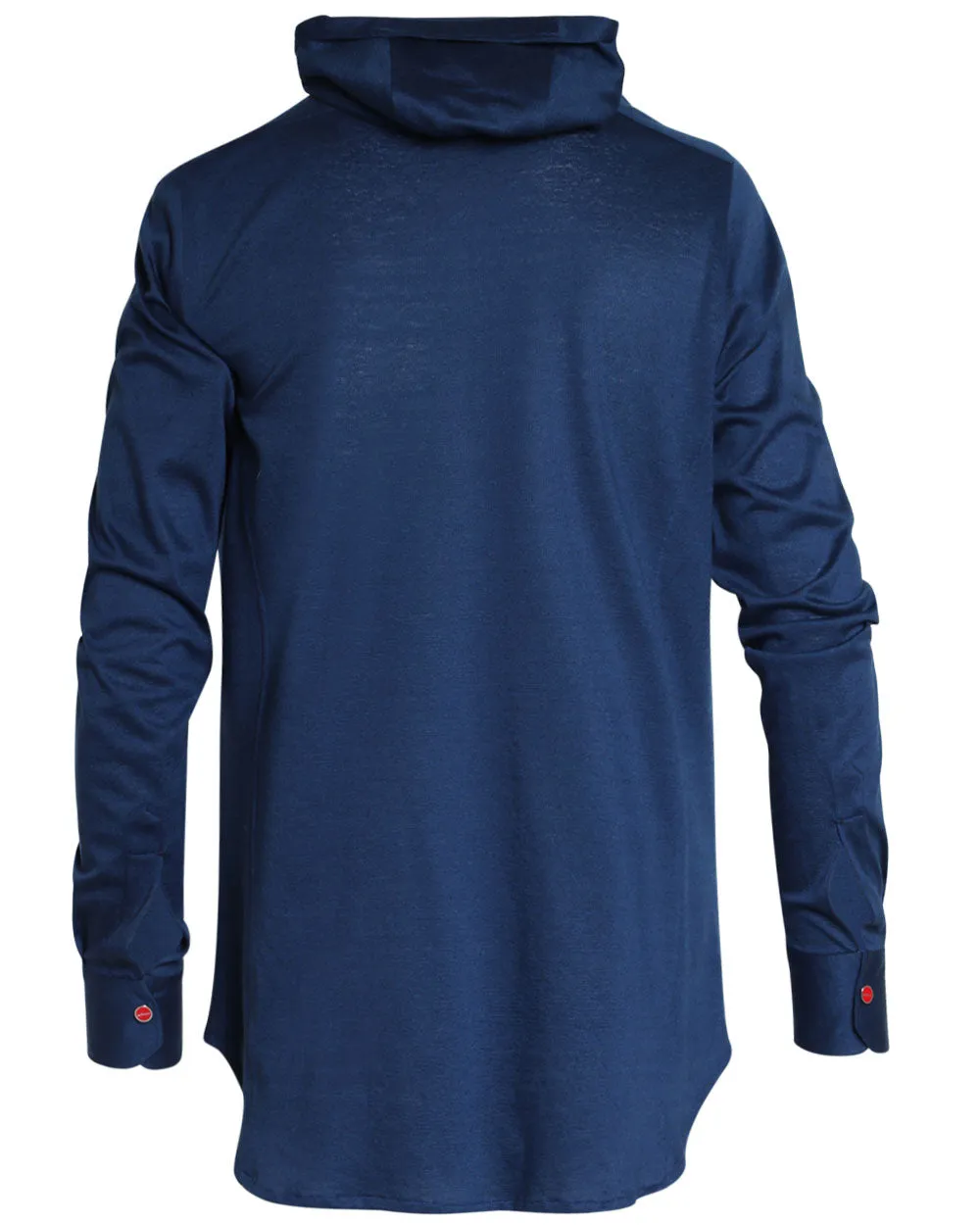 Blue Linen Blend Mariano Hooded Knit Shirt Jacket