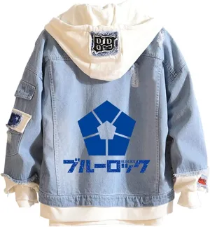 Blue Lock Anime Denim Jacket Coat Hoodie Pullover Anime Graphic Hoodie Cosplay Costume