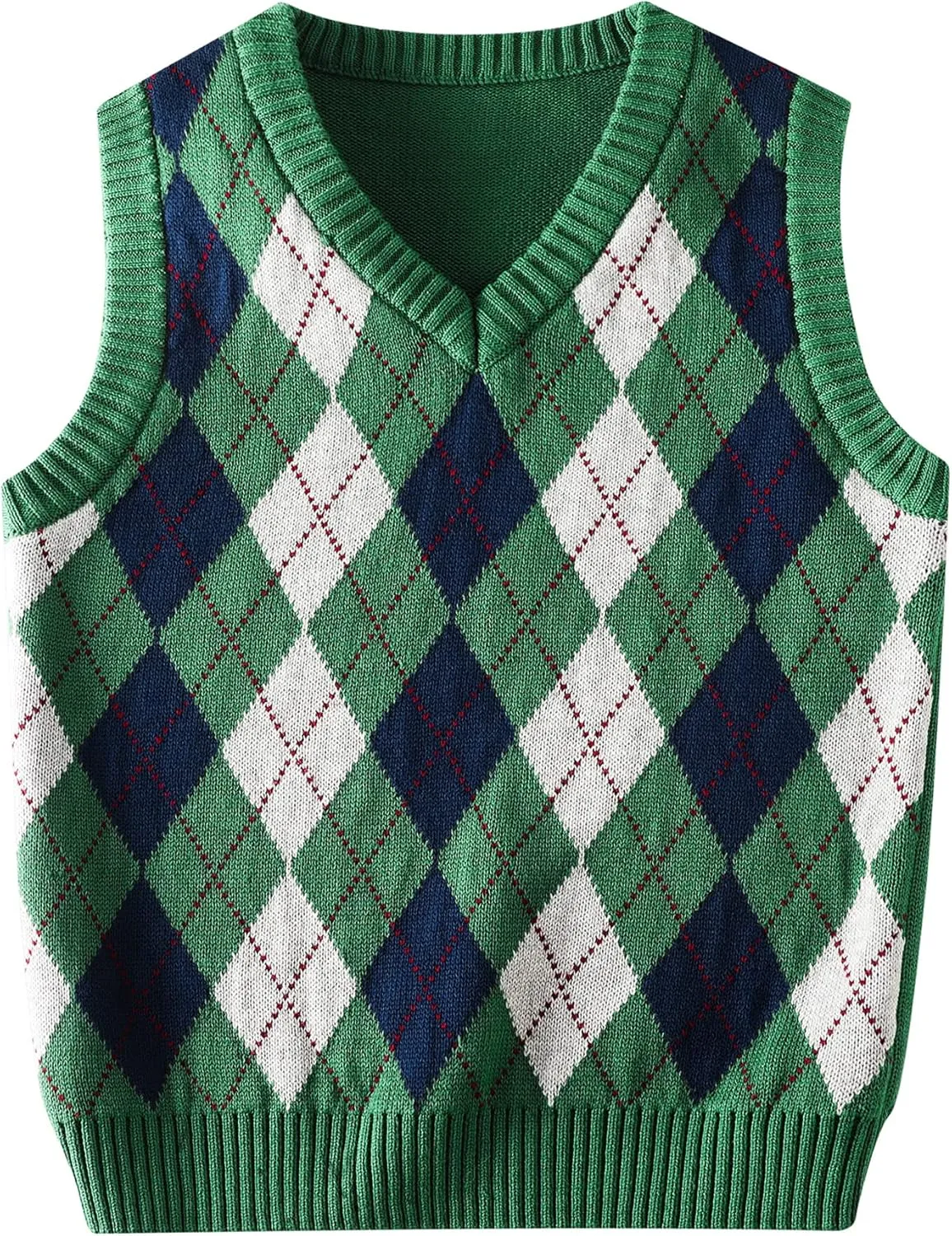 Boys Sweater Vest V Neck Argyle Sleeveless Uniform Knit Plaid Kids Clothes