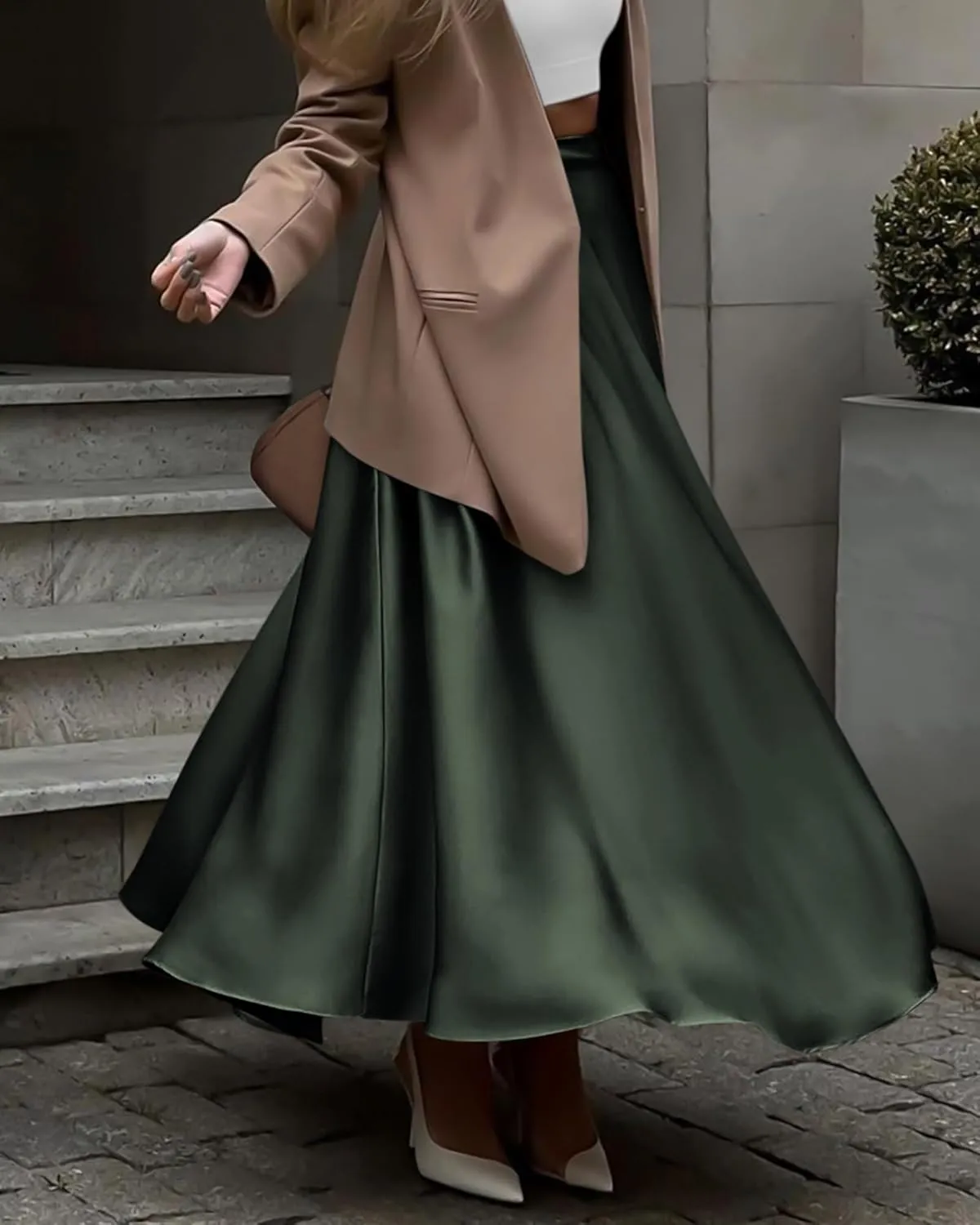 BTFBM Womens High Waist Satin Skirts Summer Spring Outfits 2025 Elegant Flowy A-Line Party Cocktail Long Maxi Skirt